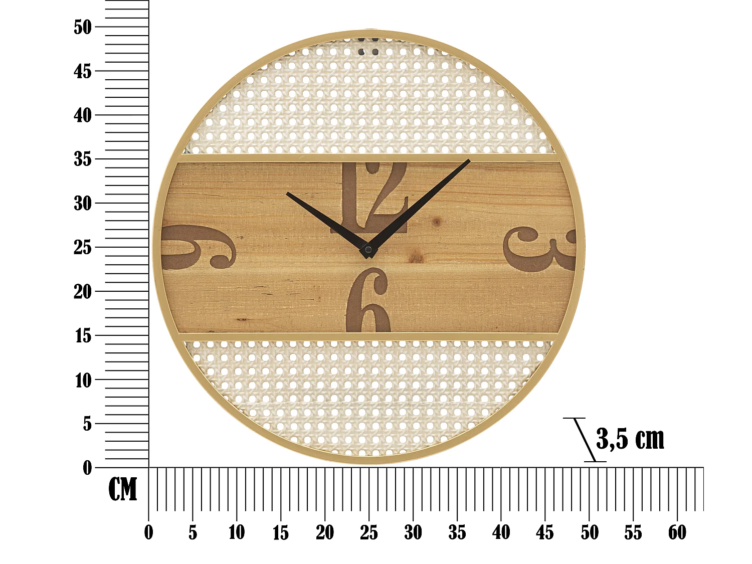 Horloge Murale Cannage "Fuji" 50cm Naturel