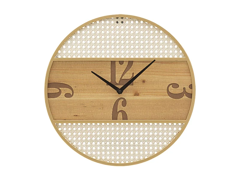 Ronde bruine houten wandklok Ø 50x3,5 cm