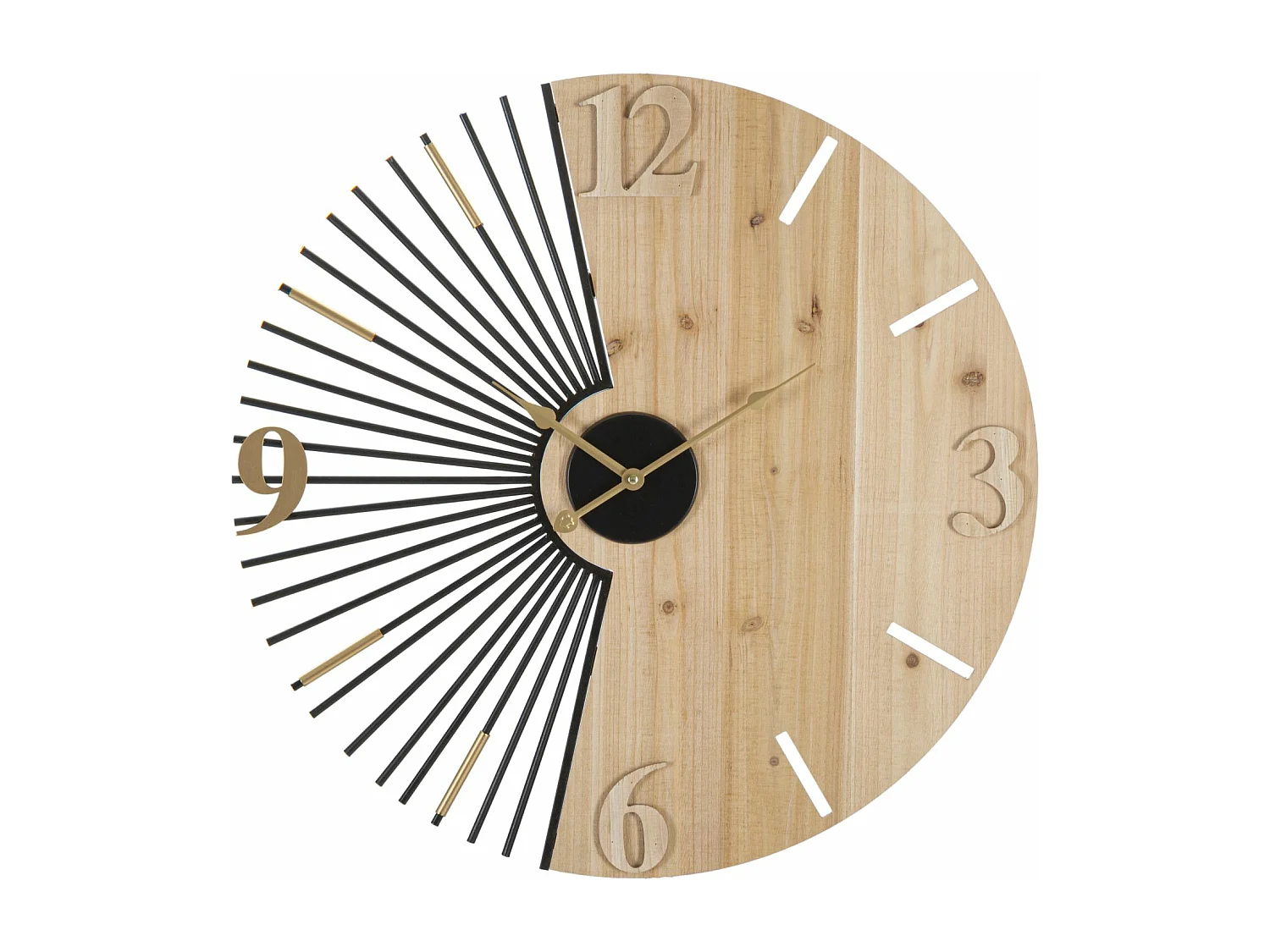 Orologio rotondo da parete in metallo e legno marrone Ø cm 60x3,5