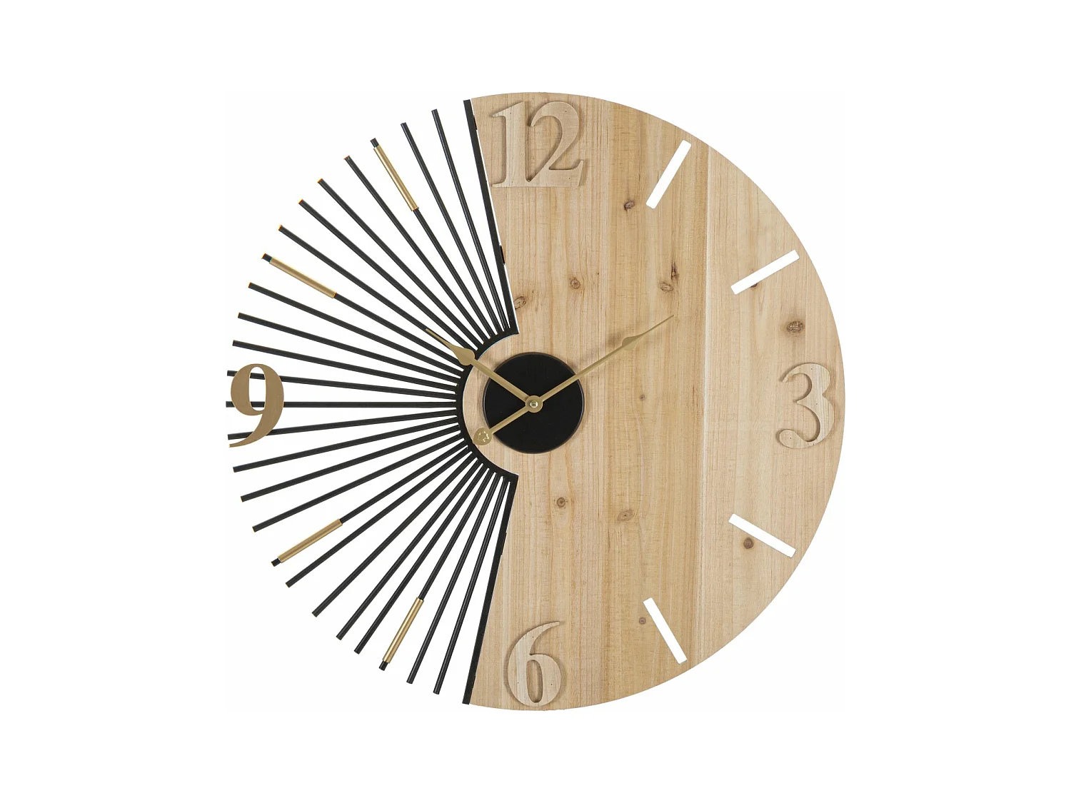 Horloge ronde en métal et bois marron Ø cm 60x3,5