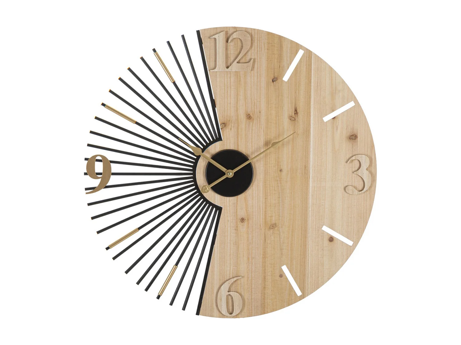 Horloge Murale Design "Wordy" 60cm Naturel & Noir