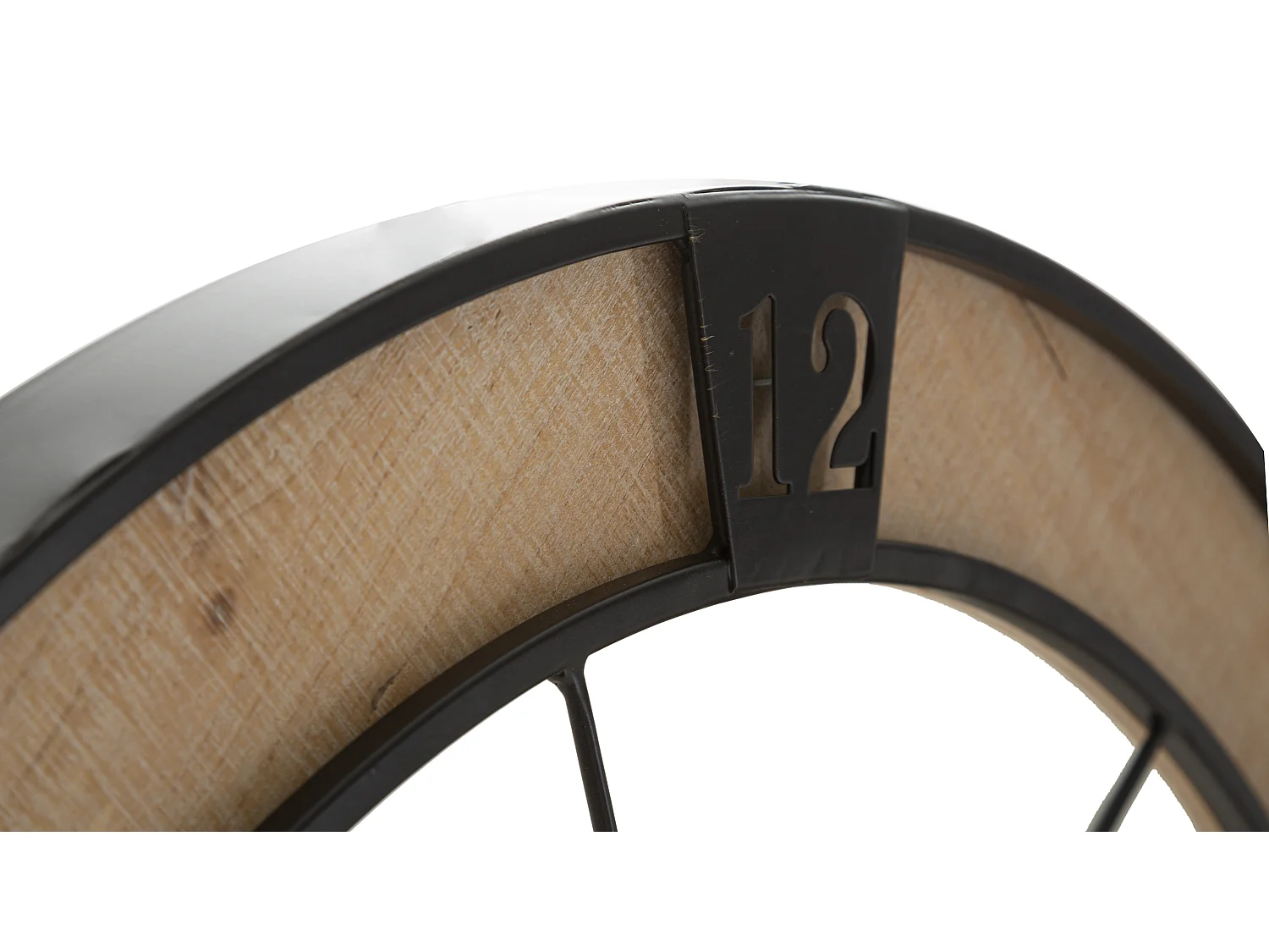 Orologio rotondo da parete in metallo e legno nero e marrone Ø cm 60x3