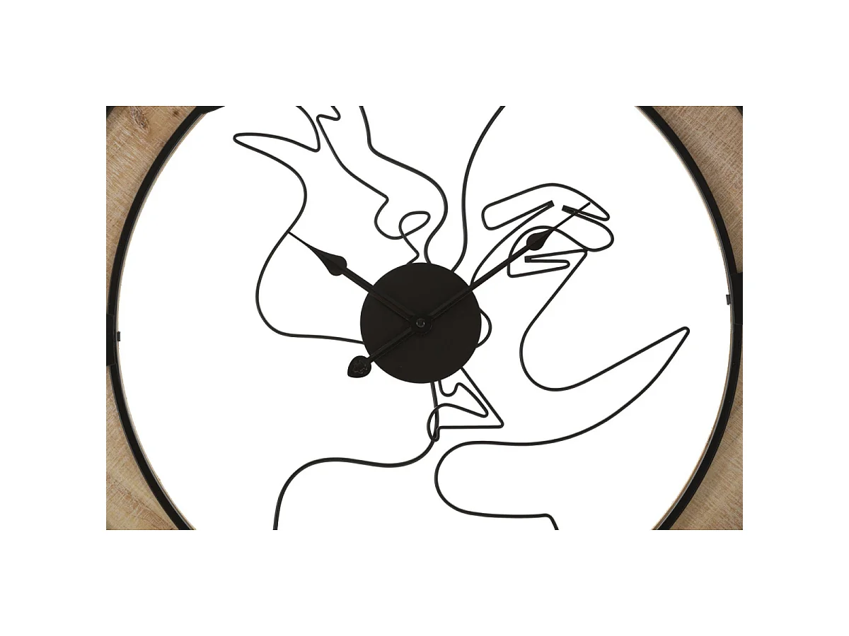 Horloge Murale en Métal "Couple" 60cm Naturel & Noir