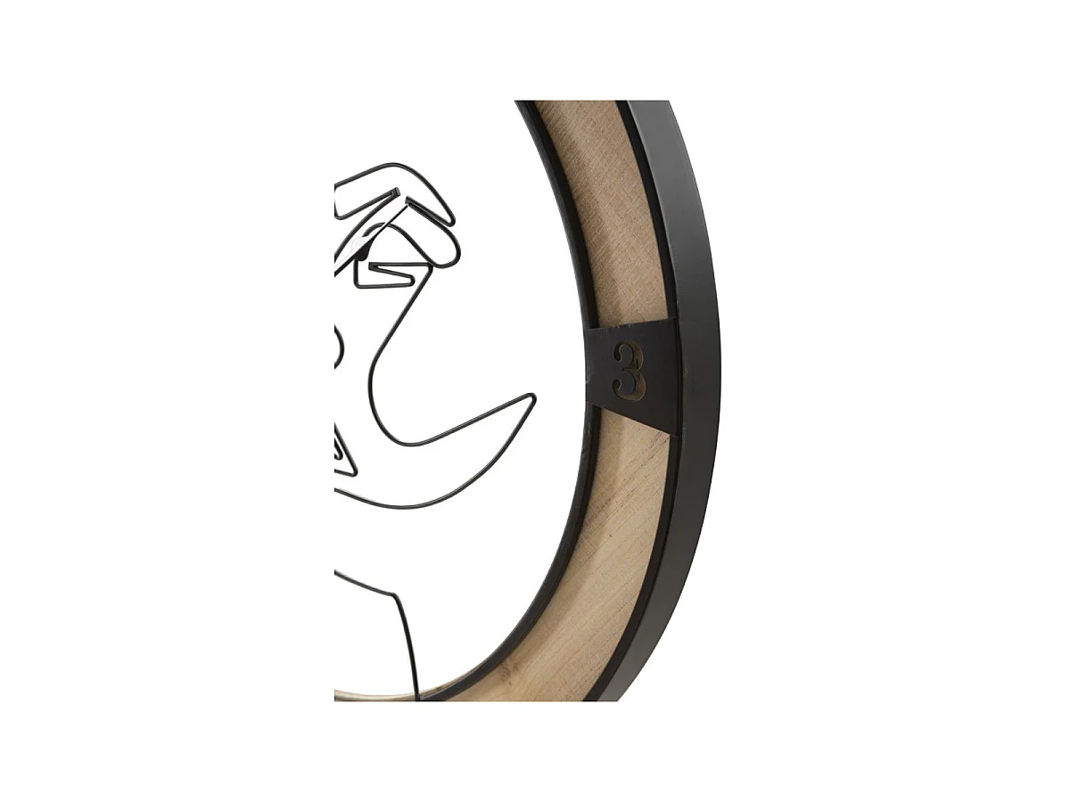 Horloge Murale en Métal "Couple" 60cm Naturel & Noir