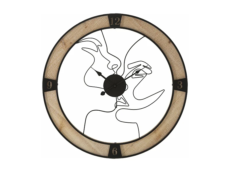 Orologio rotondo da parete in metallo e legno nero e marrone Ø cm 60x3