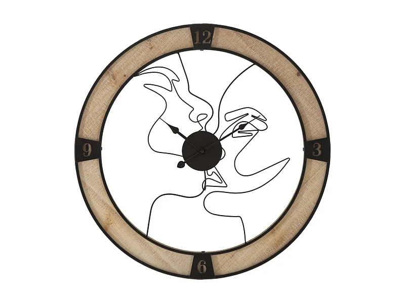 Horloge Murale en Métal "Couple" 60cm Naturel & Noir