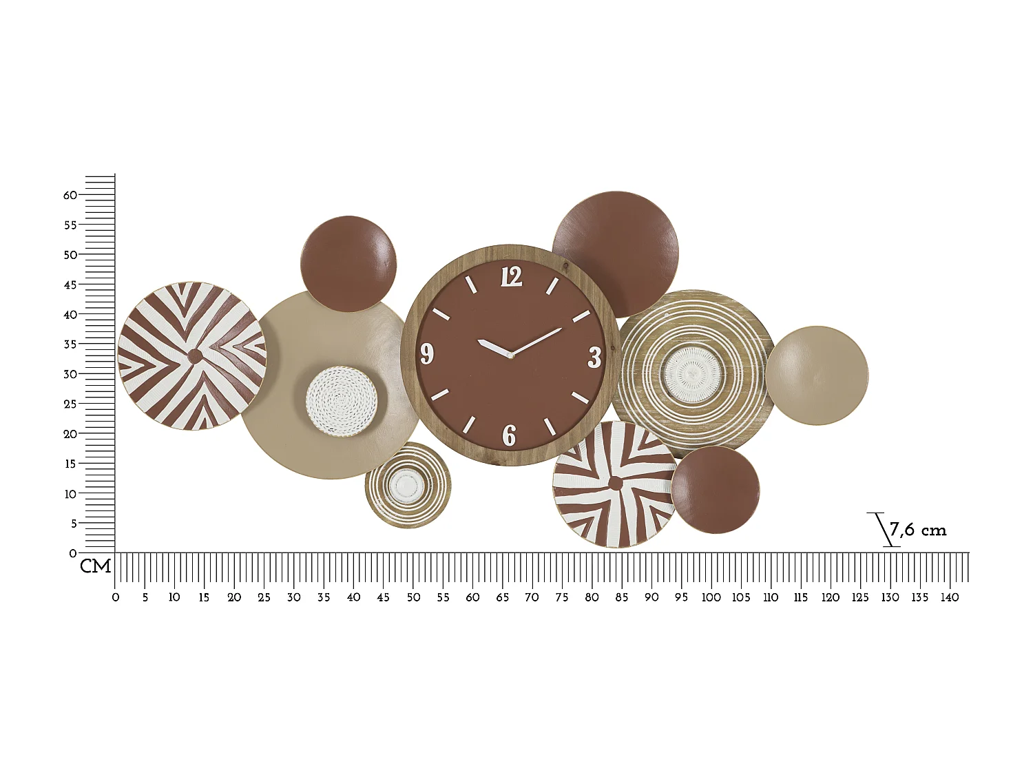 Horloge Murale en Métal "Etnic" 127cm Multicolore