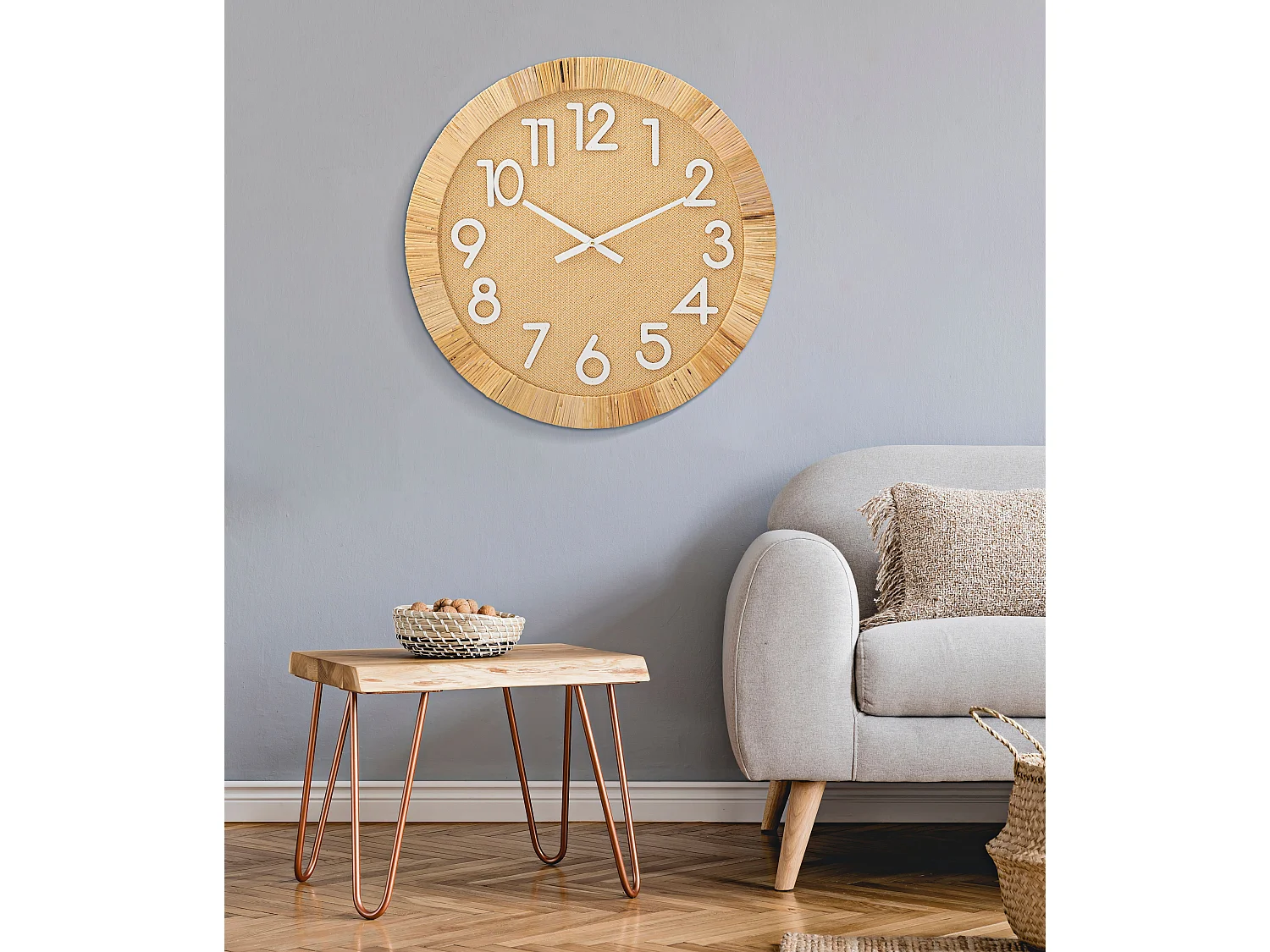 Horloge Murale en Rotin "Boho Plus" 60cm Naturel