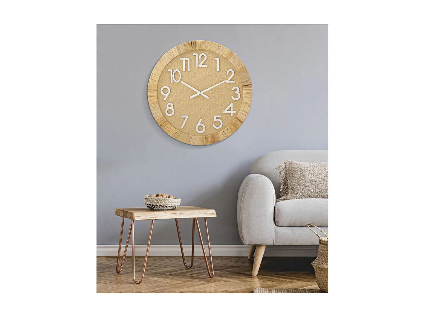 Horloge Murale en Rotin "Boho Plus" 60cm Naturel
