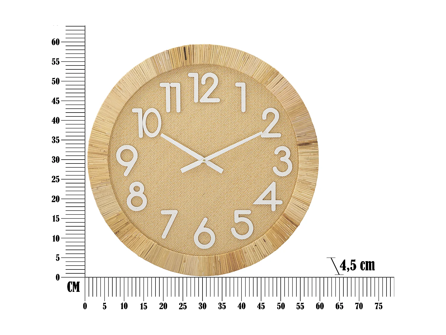 Horloge Murale en Rotin "Boho Plus" 60cm Naturel