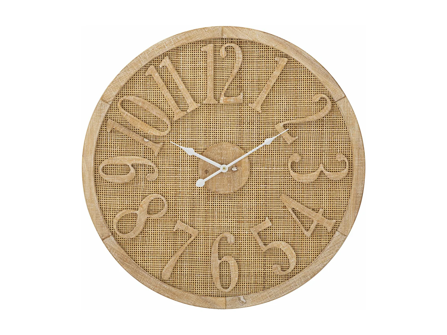 Orologio rotondo da parete in legno e rattan marrone Ø cm 60x4,5