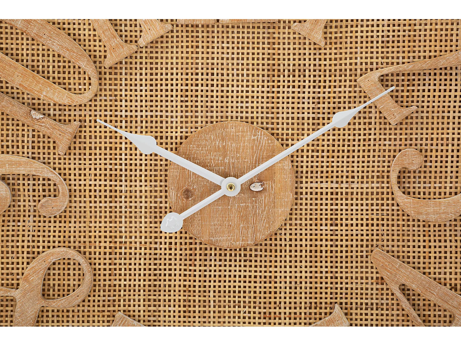 Orologio rotondo da parete in legno e rattan marrone Ø cm 60x4,5