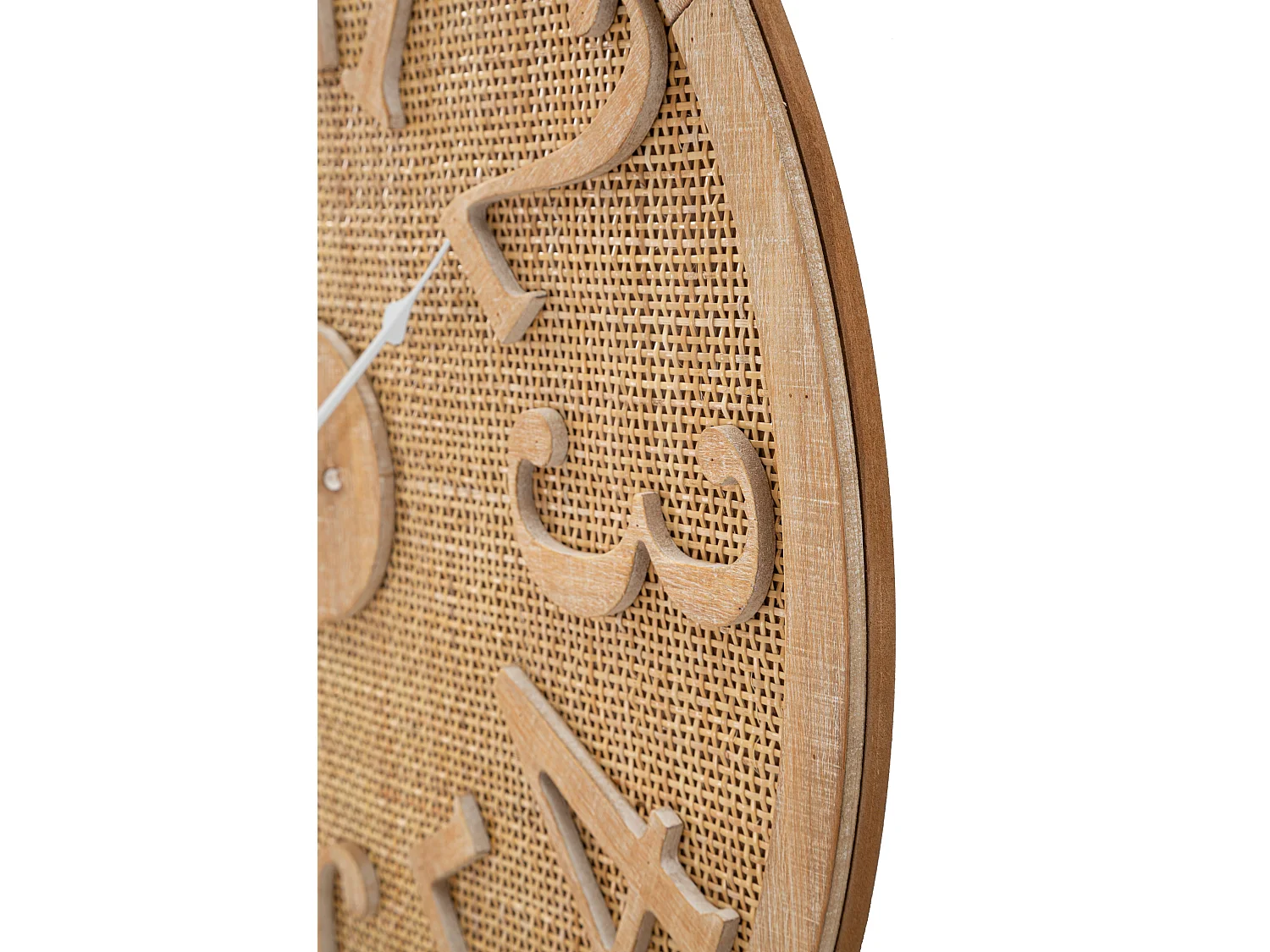 Orologio rotondo da parete in legno e rattan marrone Ø cm 60x4,5