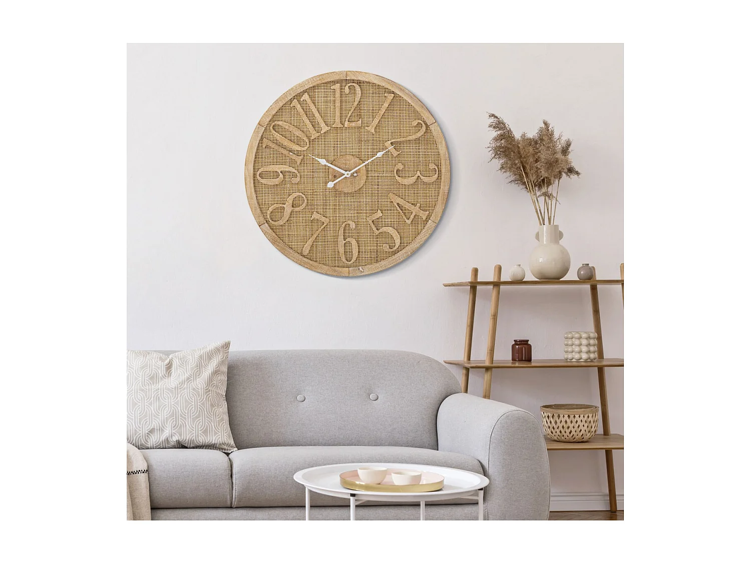 Horloge Murale en Rotin "Boho" 60cm Naturel