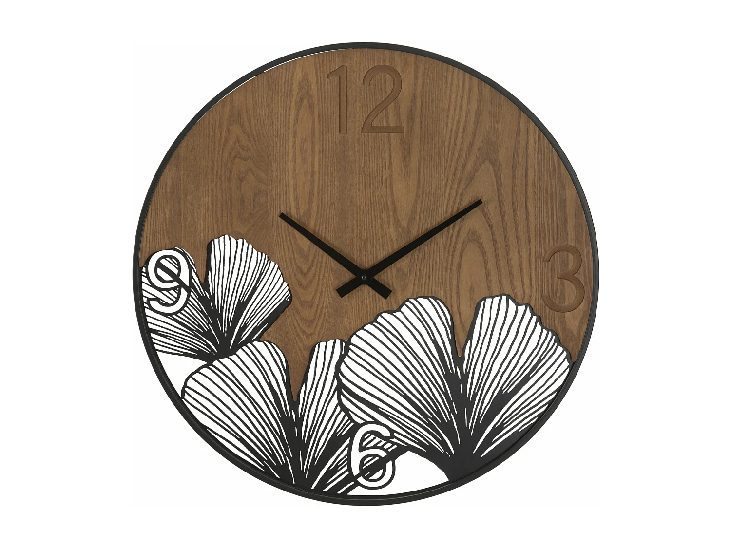 Orologio rotondo da parete in legno e metallo marrone Ø cm 60x2