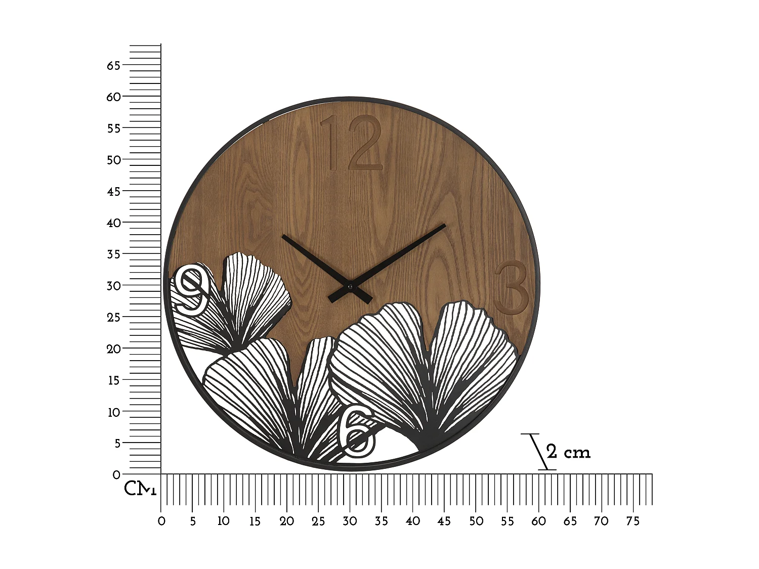 Orologio rotondo da parete in legno e metallo marrone Ø cm 60x2
