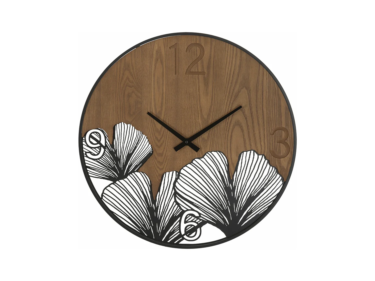 Horloge murale ronde en bois et métal marron Ø cm 60x2