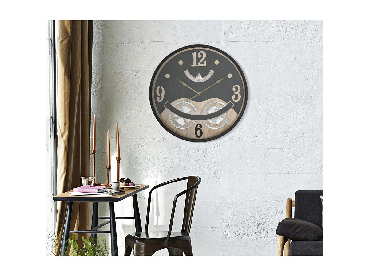 Wanduhr aus Metall schwarz Ø 67x6,5 cm