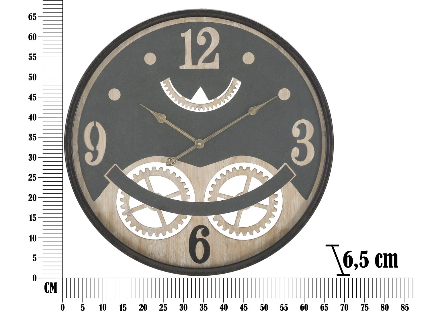 Wanduhr aus Metall schwarz Ø 67x6,5 cm