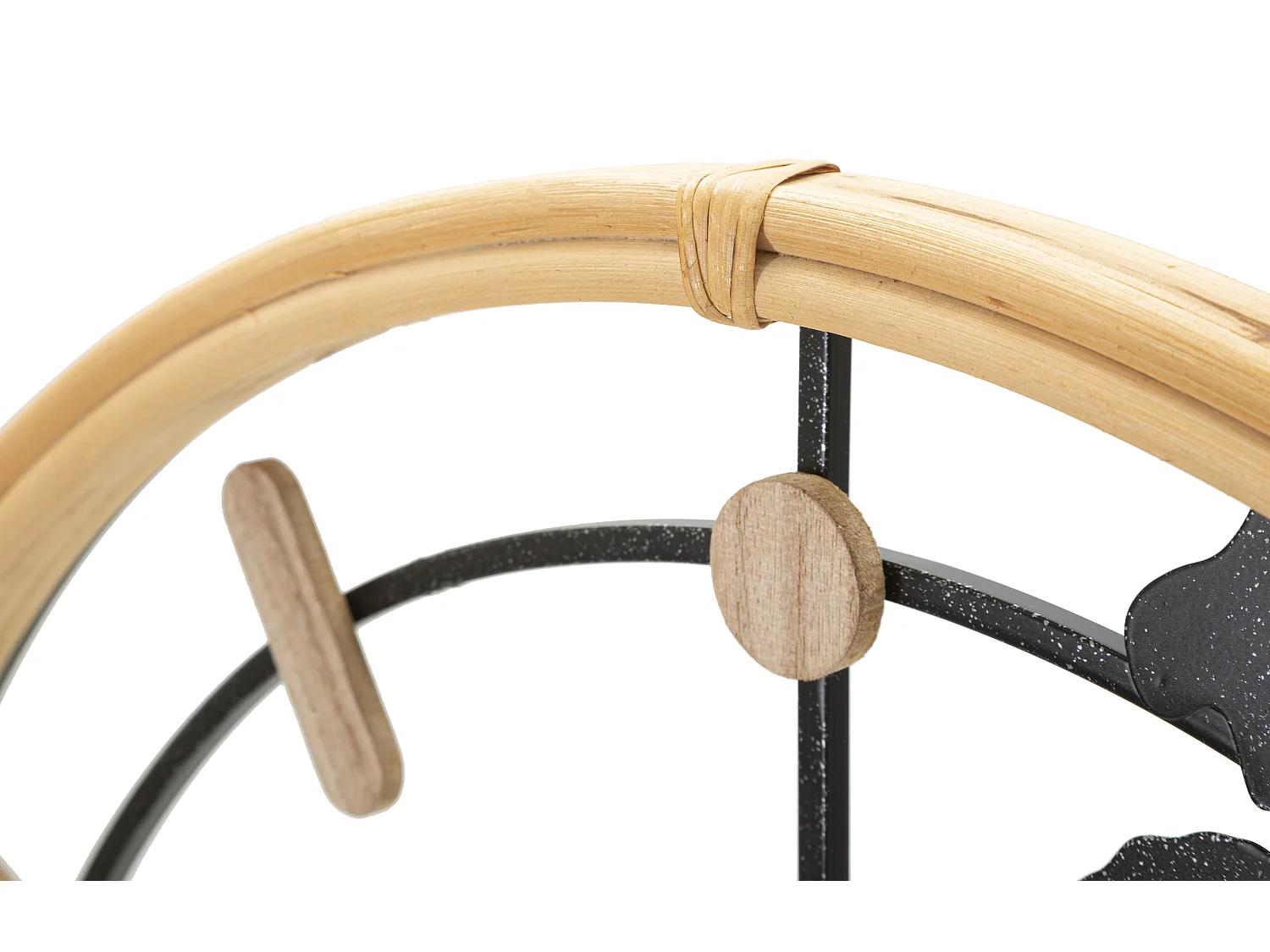 Orologio rotondo da parete in metallo e legno nero e marrone Ø cm 60x5