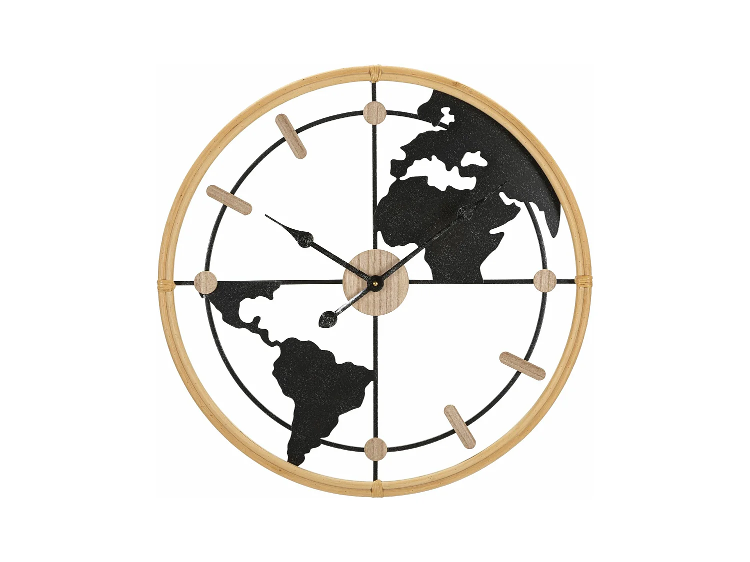 Horloge ronde en métal et bois noir et marron Ø cm 60x5