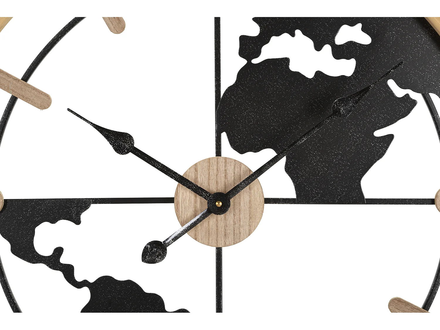 Horloge Murale en Métal "World" 60cm Noir & Naturel
