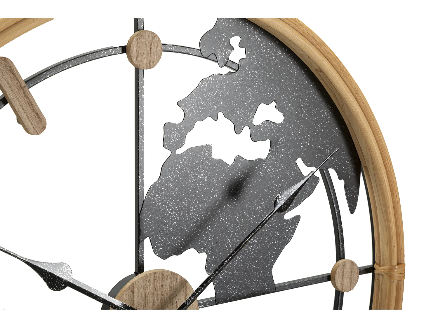 Horloge Murale en Métal "World" 60cm Noir & Naturel