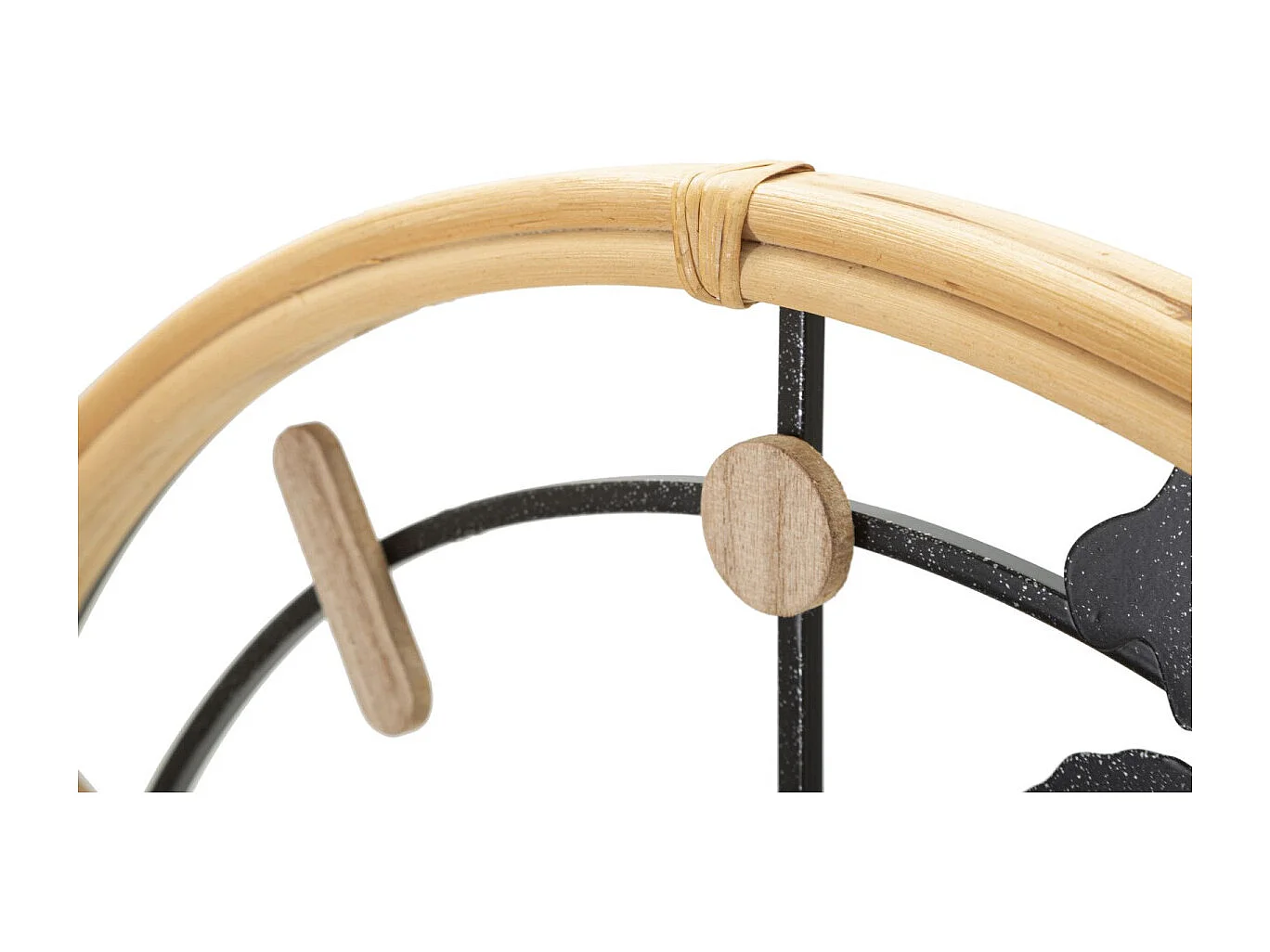 Ronde wandklok in metaal en zwart en bruin hout, Ø 60x5 cm