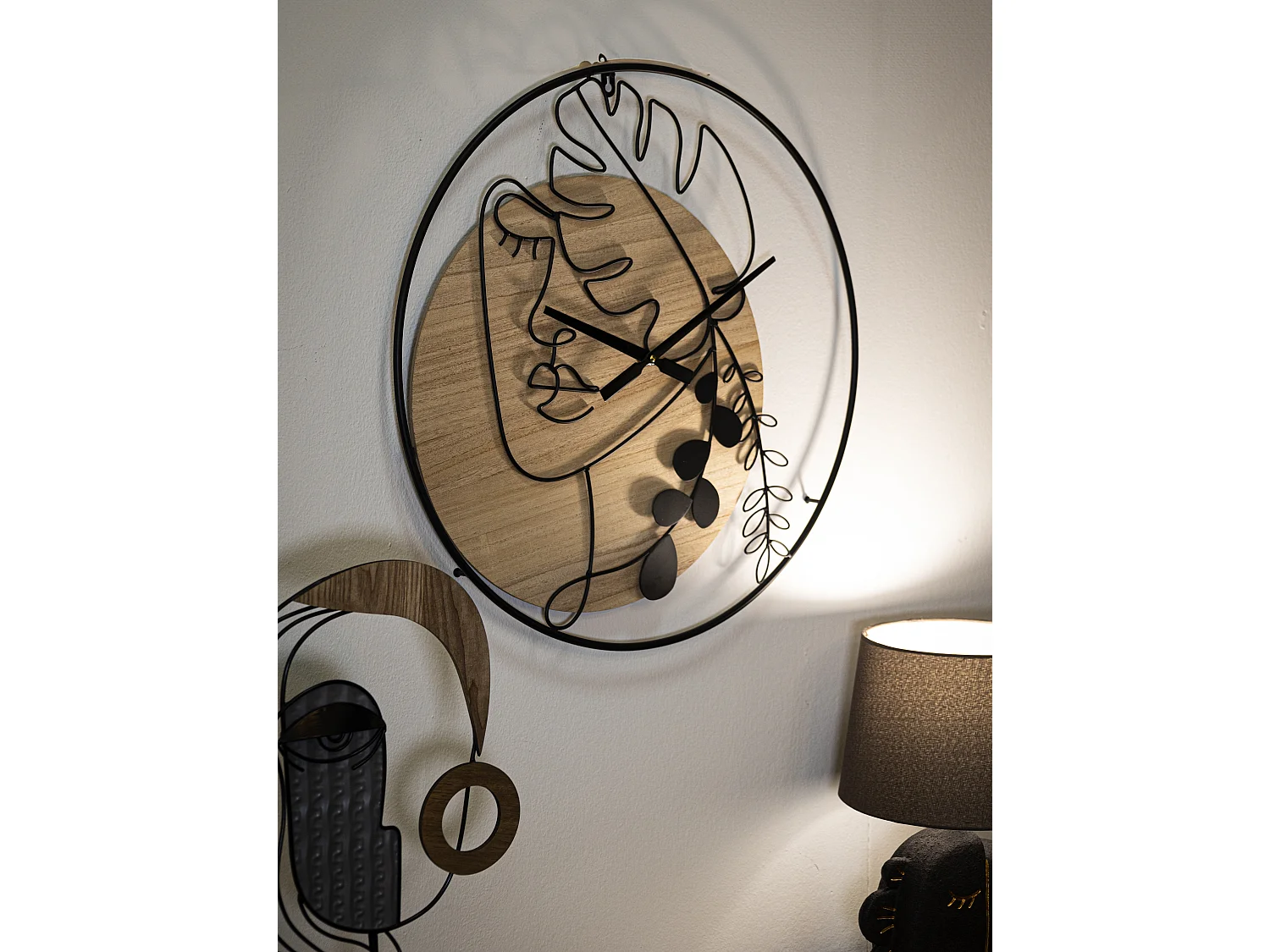 Orologio rotondo da parete in metallo e legno marrone Ø cm 60x2