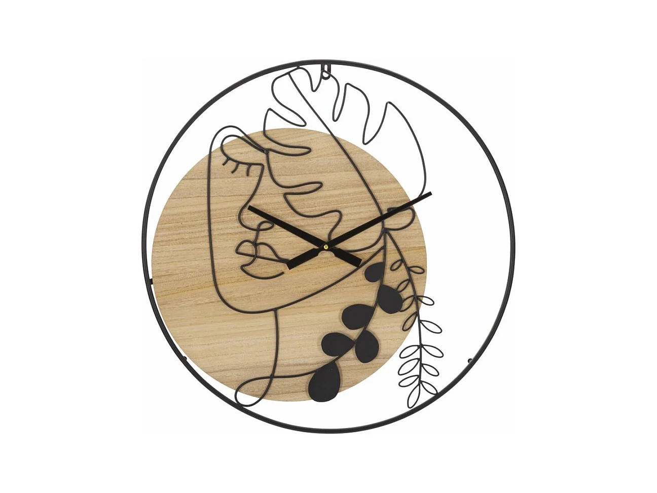 Horloge murale ronde en métal et bois marron Ø cm 60x2