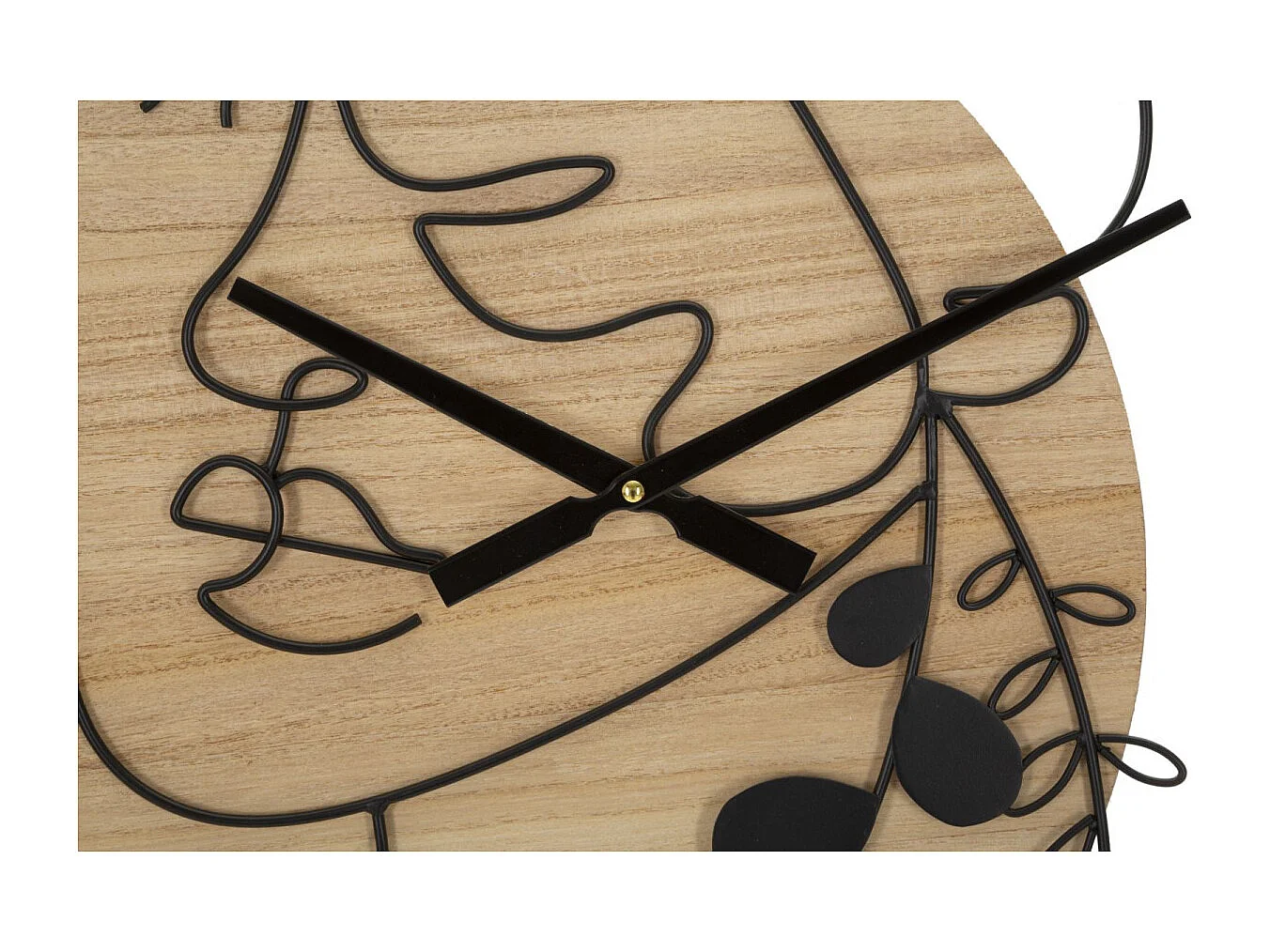 Ronde wandklok in bruin metaal en hout Ø 60x2 cm