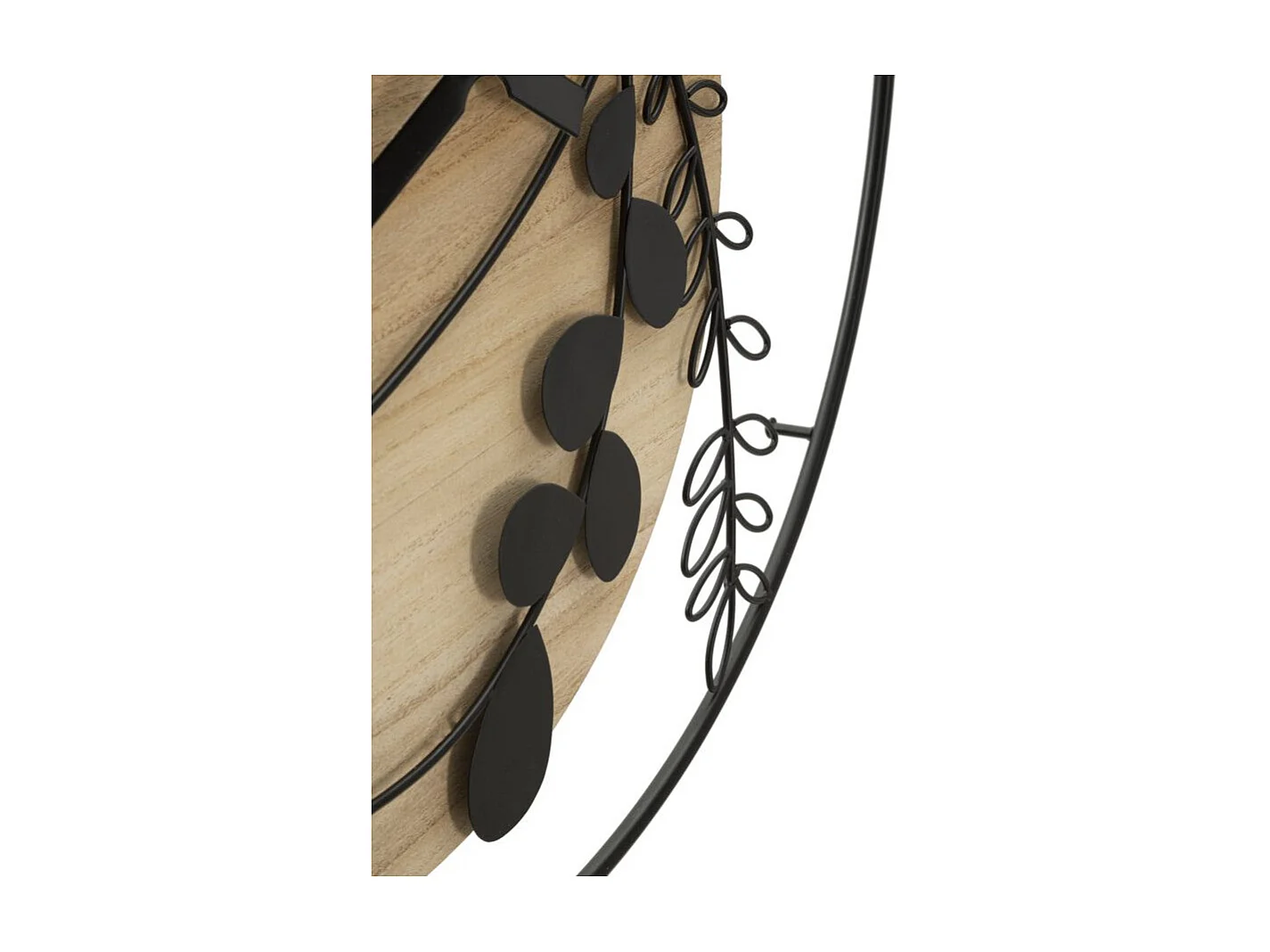 Ronde wandklok in bruin metaal en hout Ø 60x2 cm