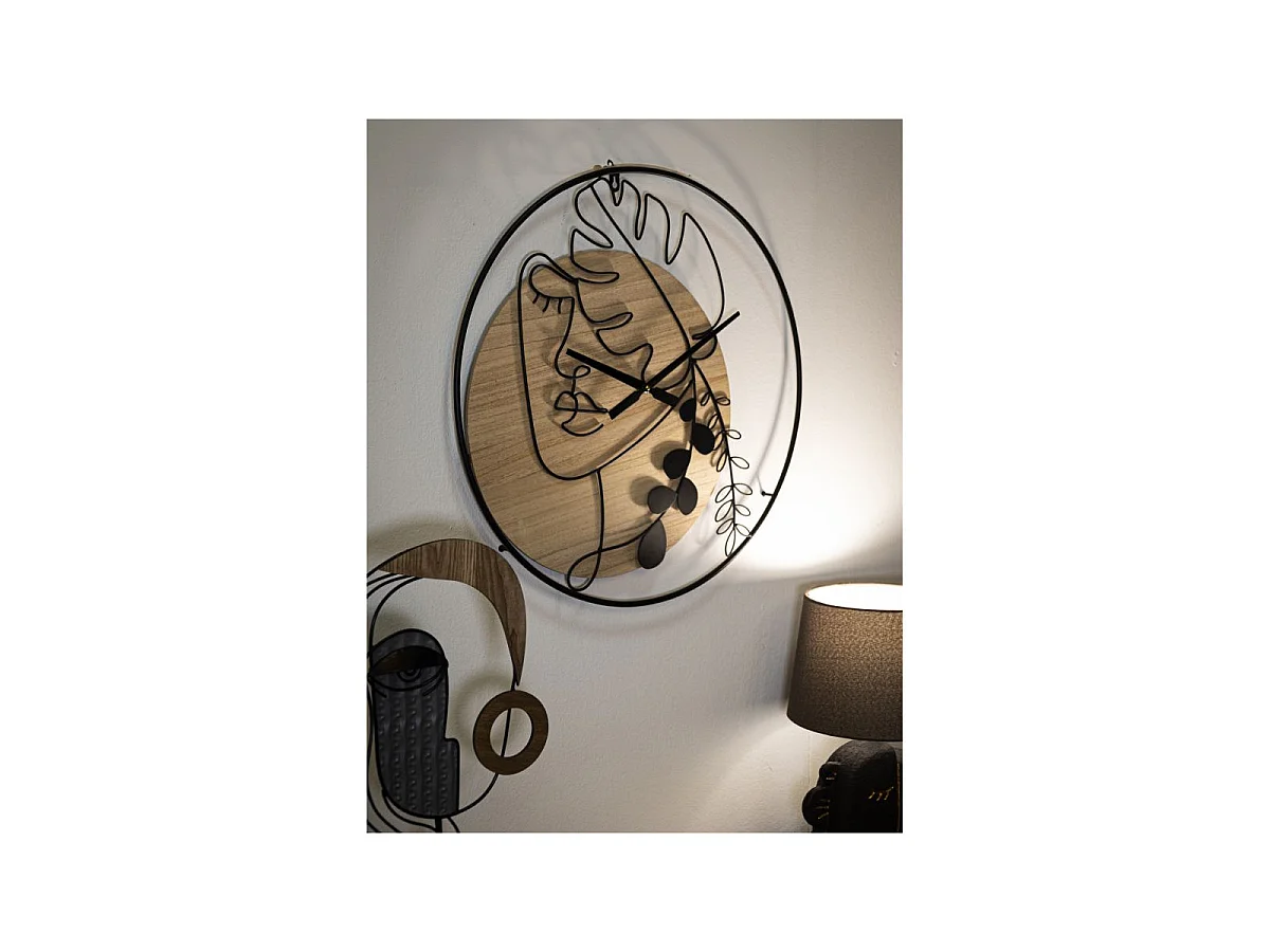 Zegar ścienny - czarny, brązowy, żelazo, styl nowoczesny, wys. 60 cm - Clock Elegant - A