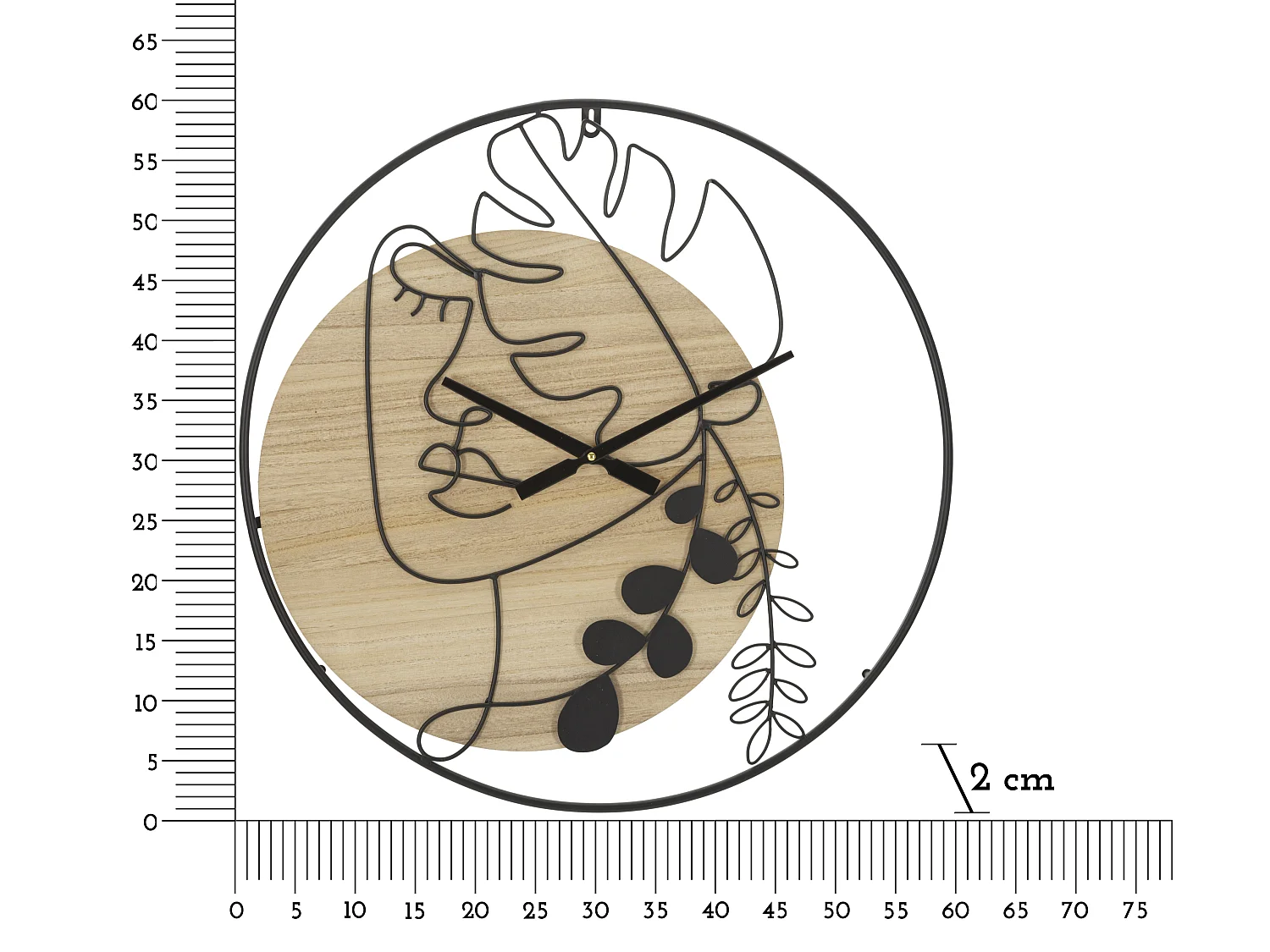Zegar ścienny - czarny, brązowy, żelazo, styl nowoczesny, wys. 60 cm - Clock Elegant - A