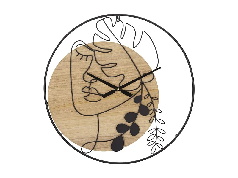 Horloge Murale en Métal "Elegant" 60cm Naturel & Noir