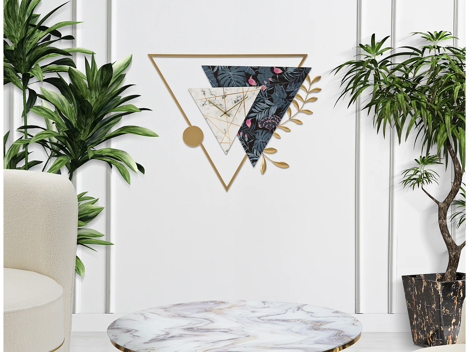 Horloge Murale en Métal "Triangle" 75cm Multicolore