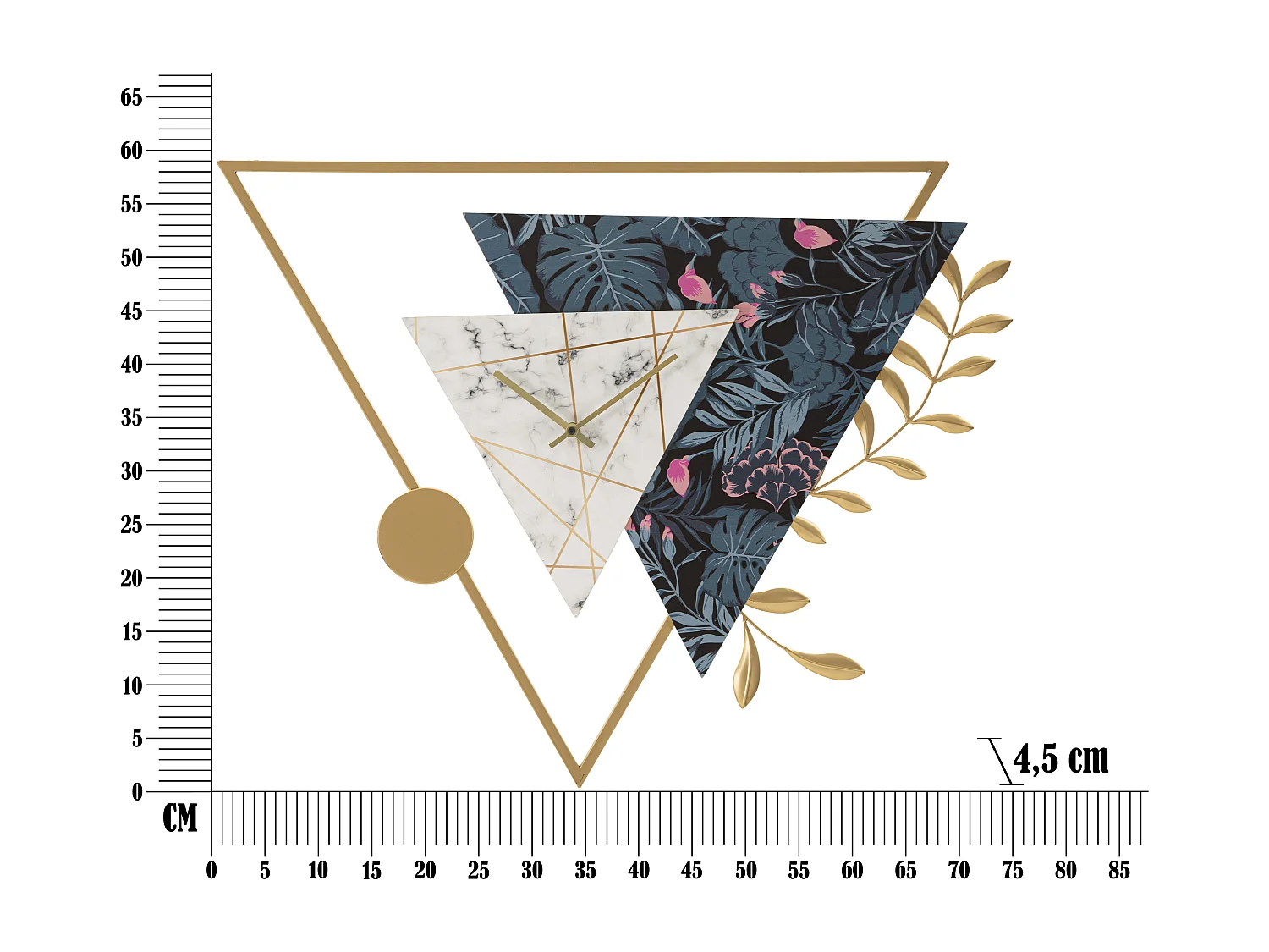 Horloge Murale en Métal "Triangle" 75cm Multicolore