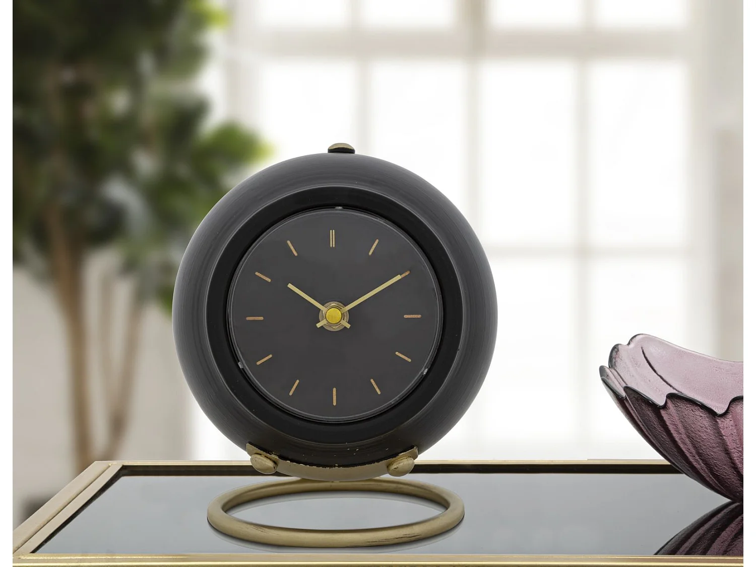 Horloge à Poser en Métal "Ball" 19cm Noir