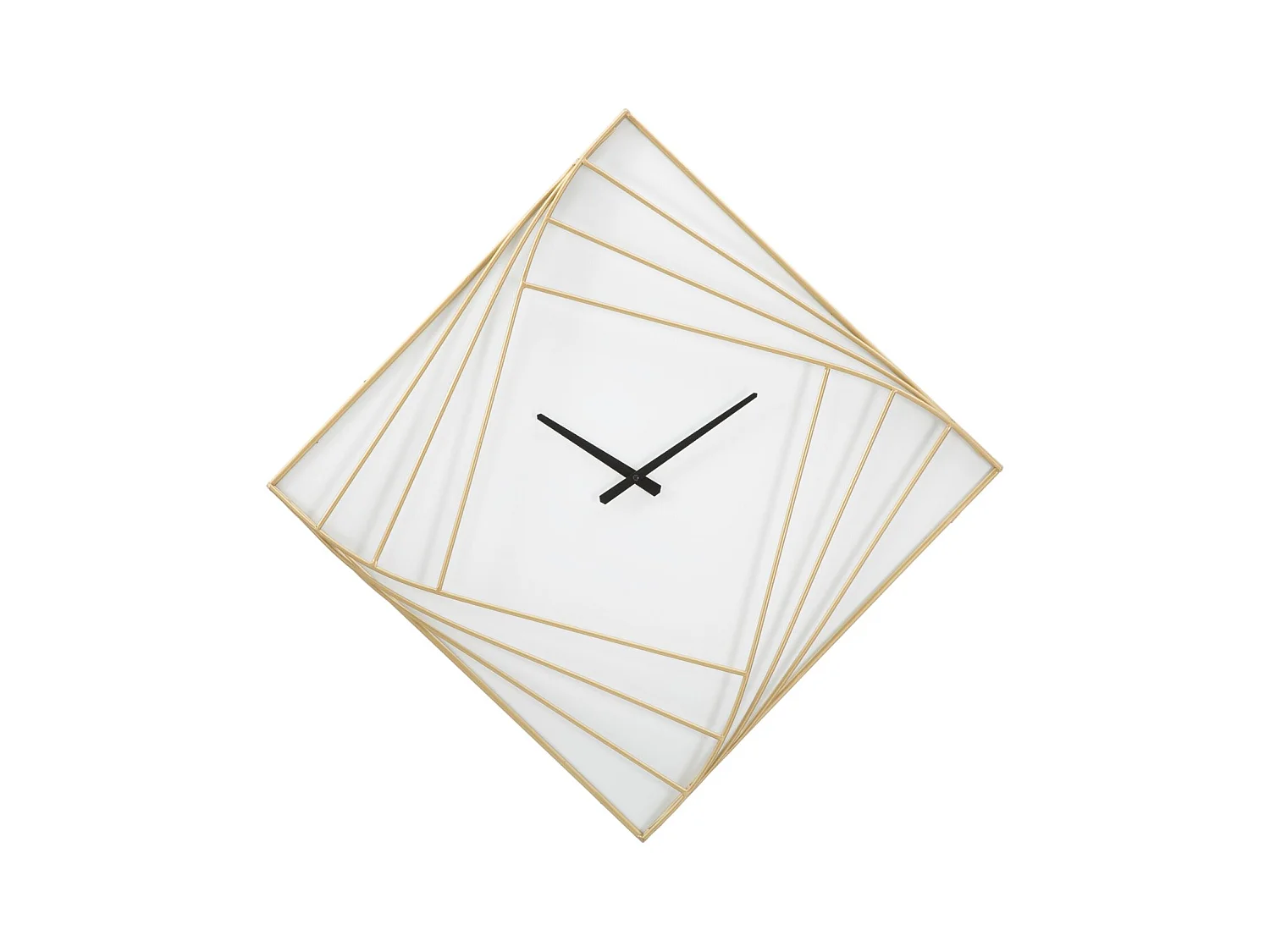Horloge Murale Carrée Goldy Line - Cadre Doré avec Design Géométrique - 85x6x85 cm