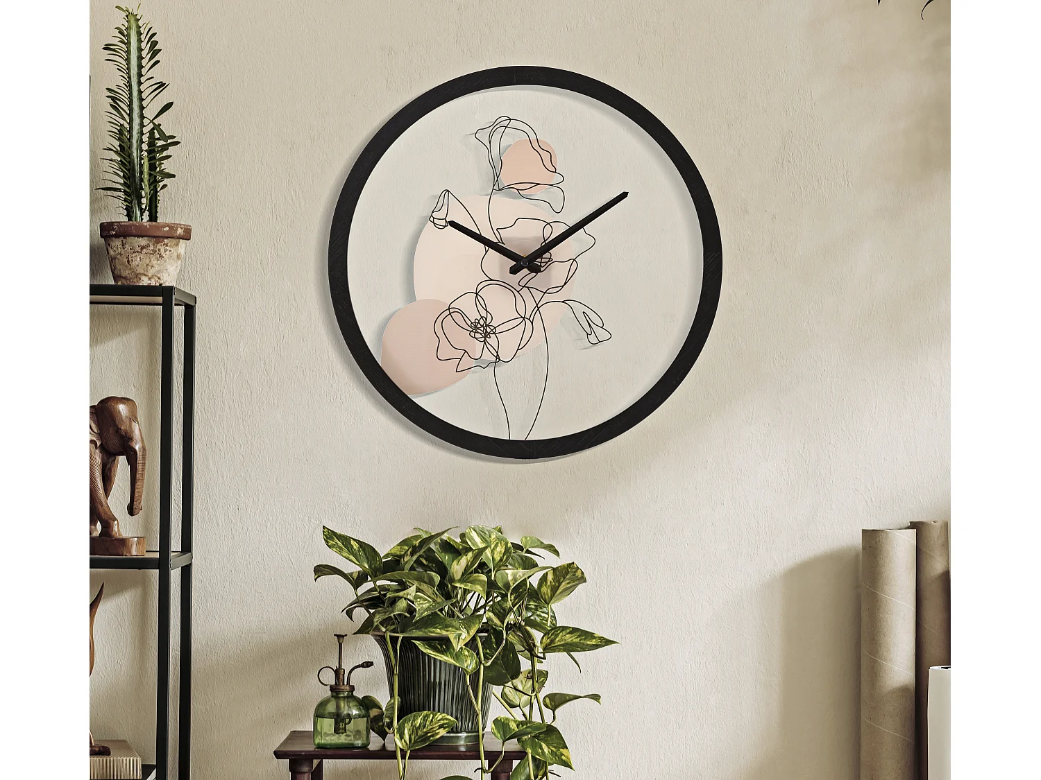 Horloge Murale en Verre "Fleurs" 40cm Multicolore