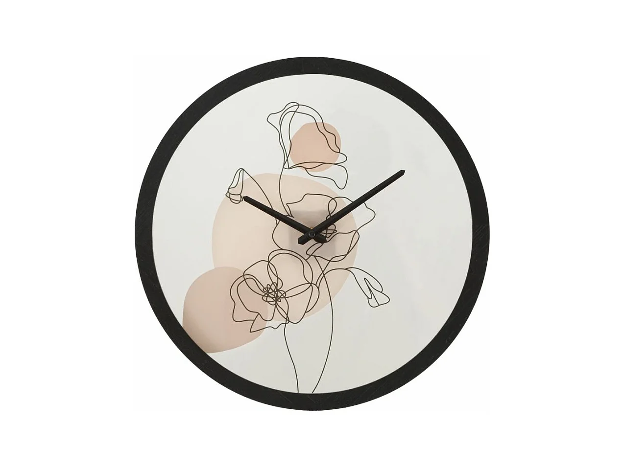 Horloge Murale Rond Flower -B- - Cadre Simple avec Motifs Floraux - Ø 40x3,5 cm