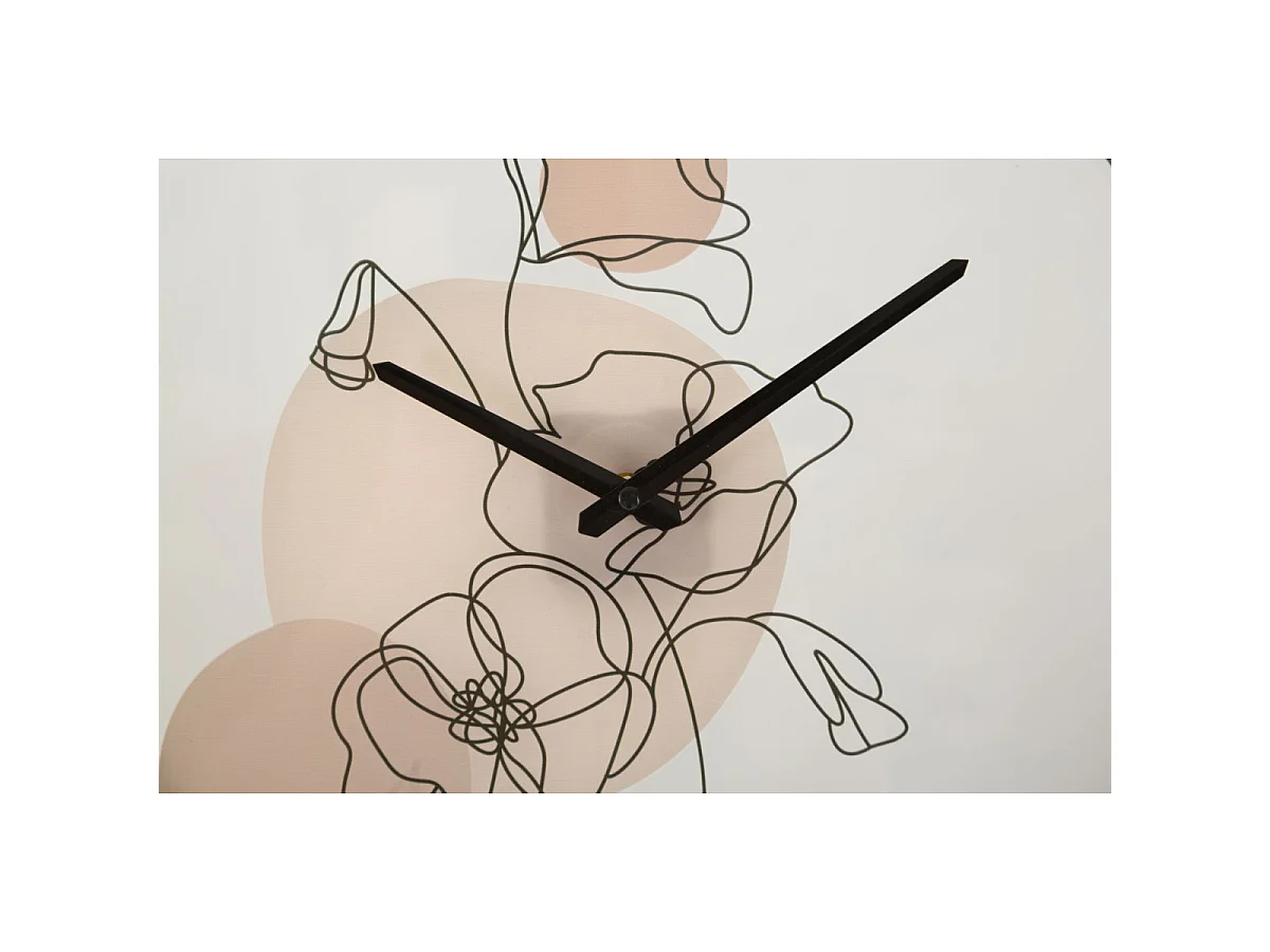 Runde Wanduhr Blume aus Holz und Glas Ø 40x3,5 cm