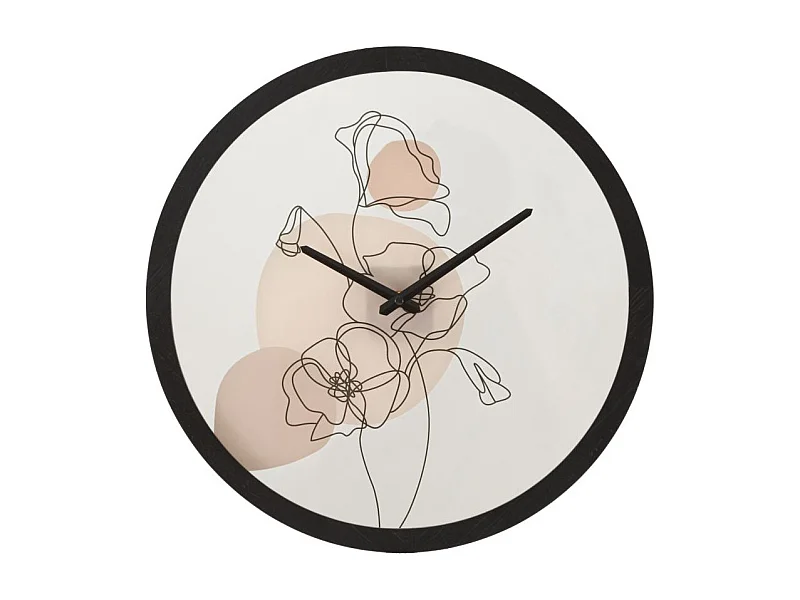 Orologio rotondo da parete fiore in legno e vetro Ø cm 40x3,5