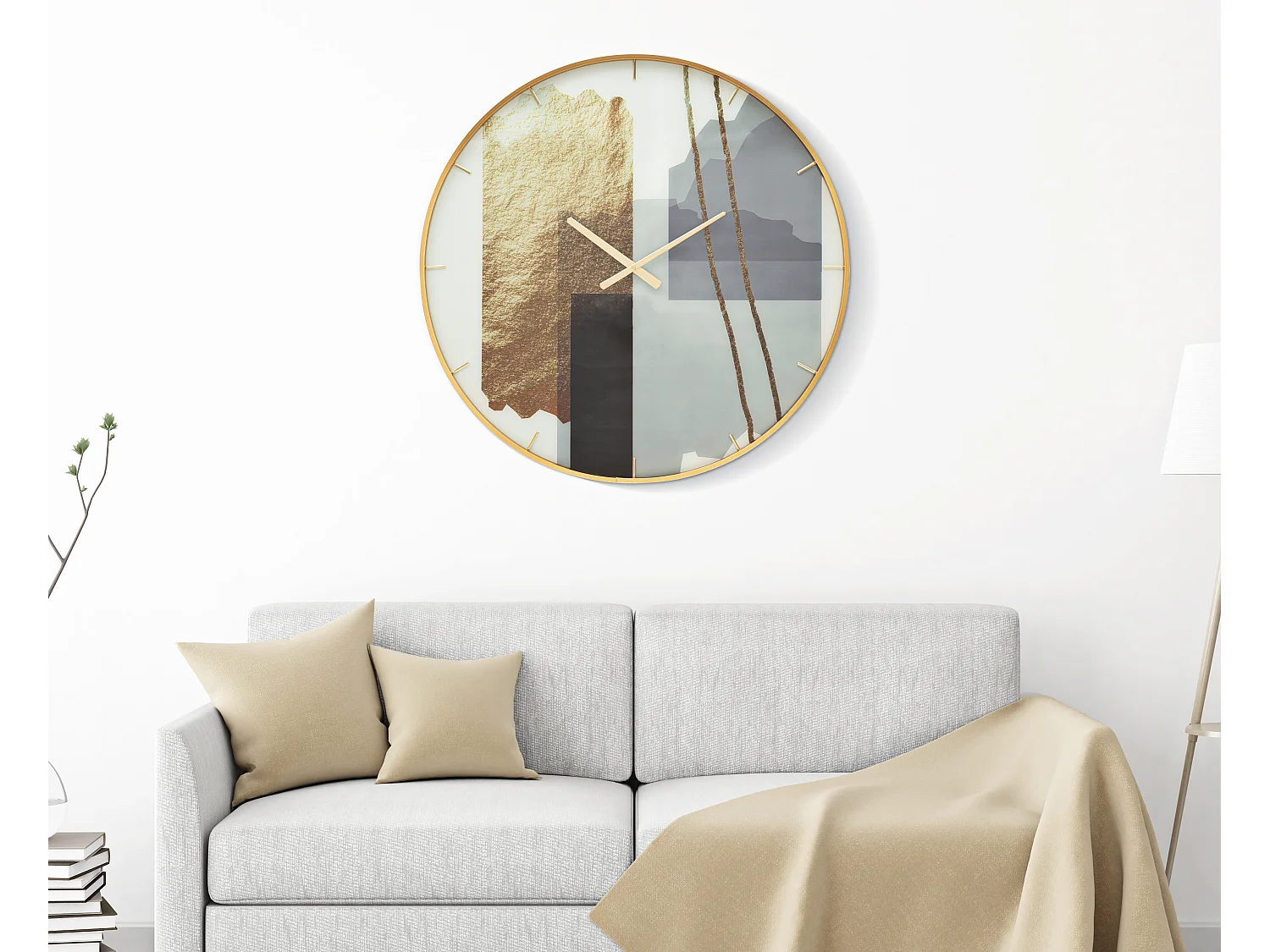 Orologio rotondo da parete in fibre di legno multicolore Ø cm 80x5