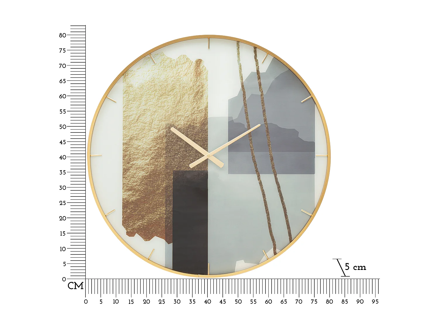 Orologio rotondo da parete in fibre di legno multicolore Ø cm 80x5