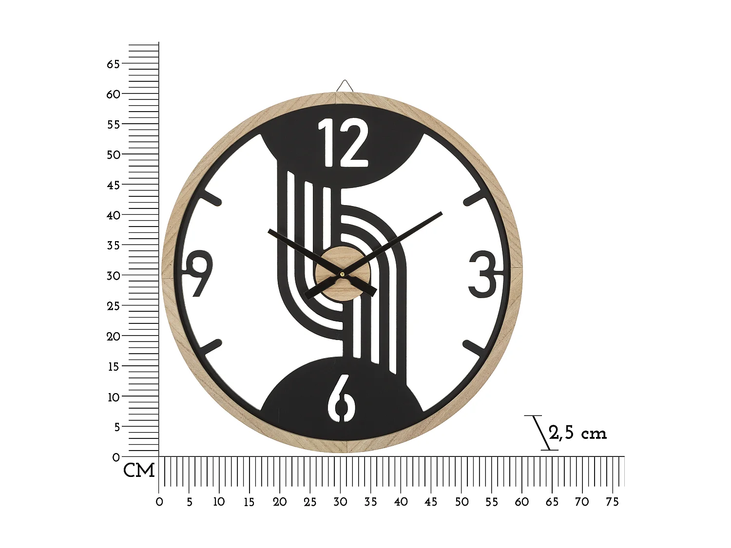 Horloge Murale en Métal "Clips" 60cm Noir