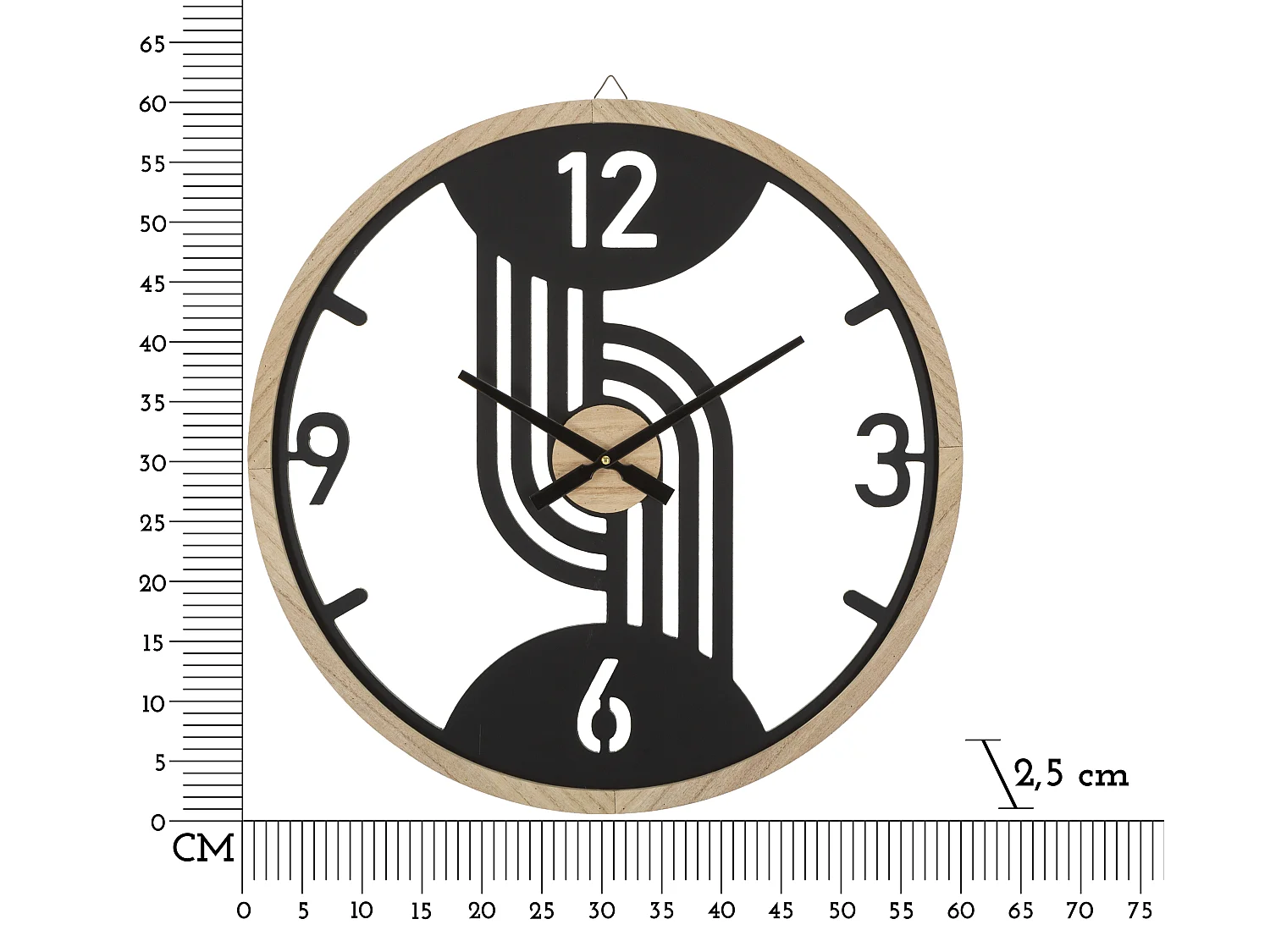 Horloge Murale en Métal "Clips" 60cm Noir