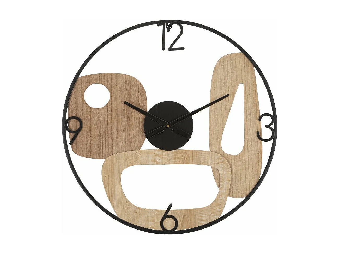 Orologio rotondo da parete in metallo e legno marrone Ø cm 60x2,5