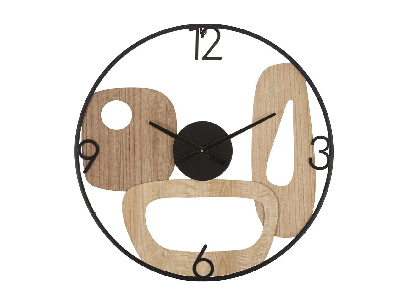 Horloge Murale Design "Mot" 60cm Naturel & Noir
