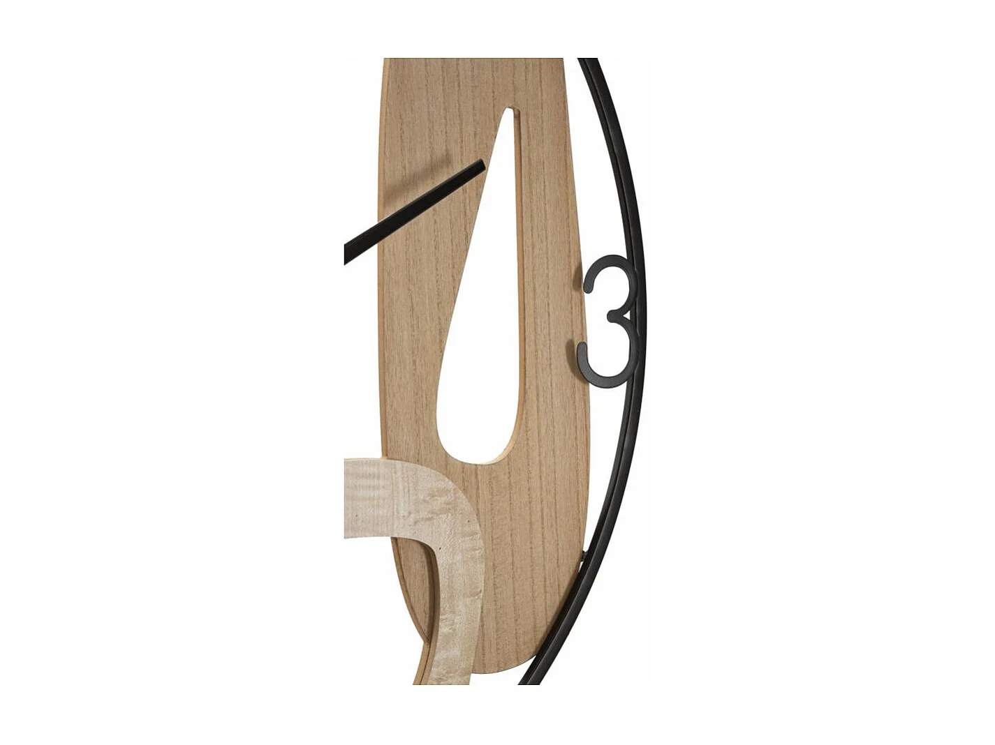 Horloge Murale Design "Mot" 60cm Naturel & Noir